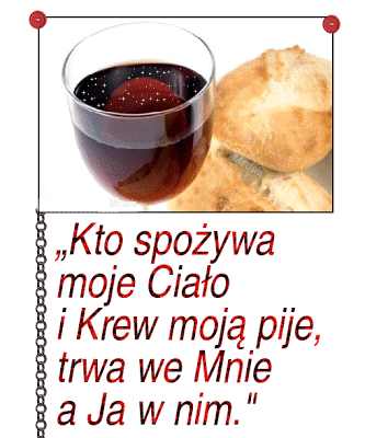 Ciało i krew Jezusa Chrystusa z cytatem